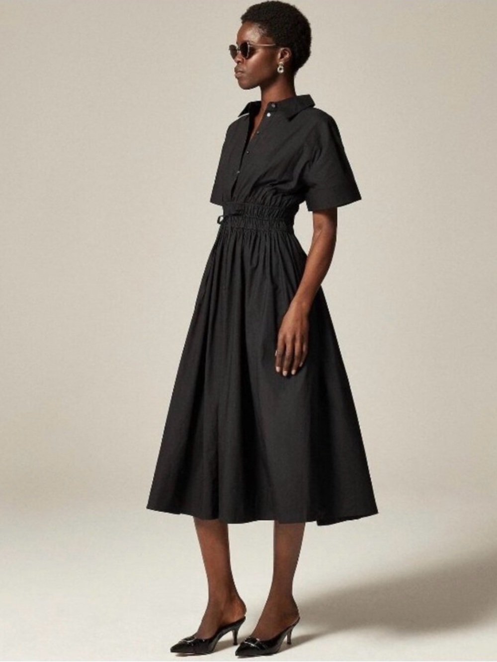 J.Crew Elena Black Midi Shirt Dress
